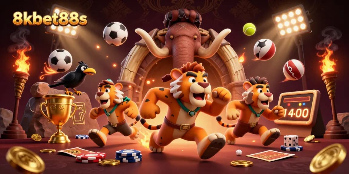 8kbet88s brings thrilling prehistoric casino action with cavemen and dynamic sports elements.
