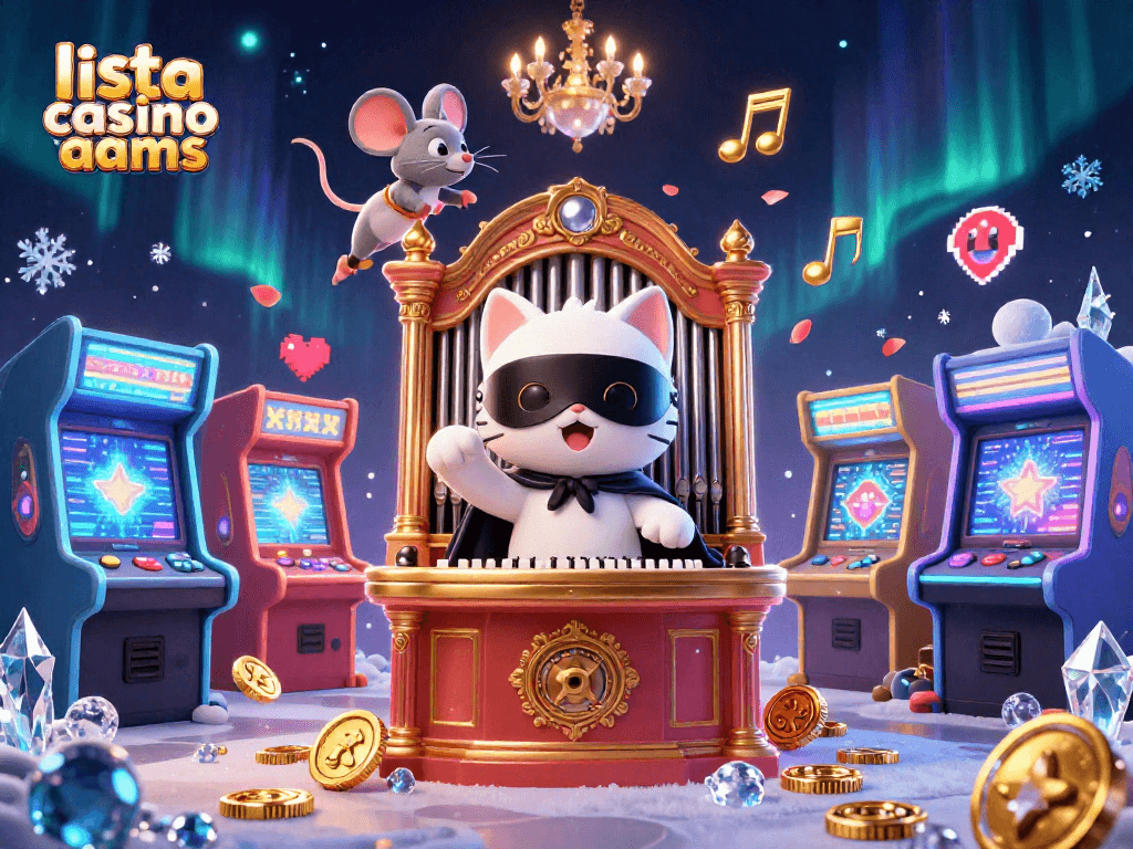 Gioca con la lista casino non aams mentre il gatto oscuro suona l'organo in una scena incantevole.