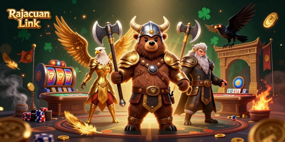 Menangkan permainan dengan Rajacuan Link di arena kasino digital penuh warna dan elemen menarik.