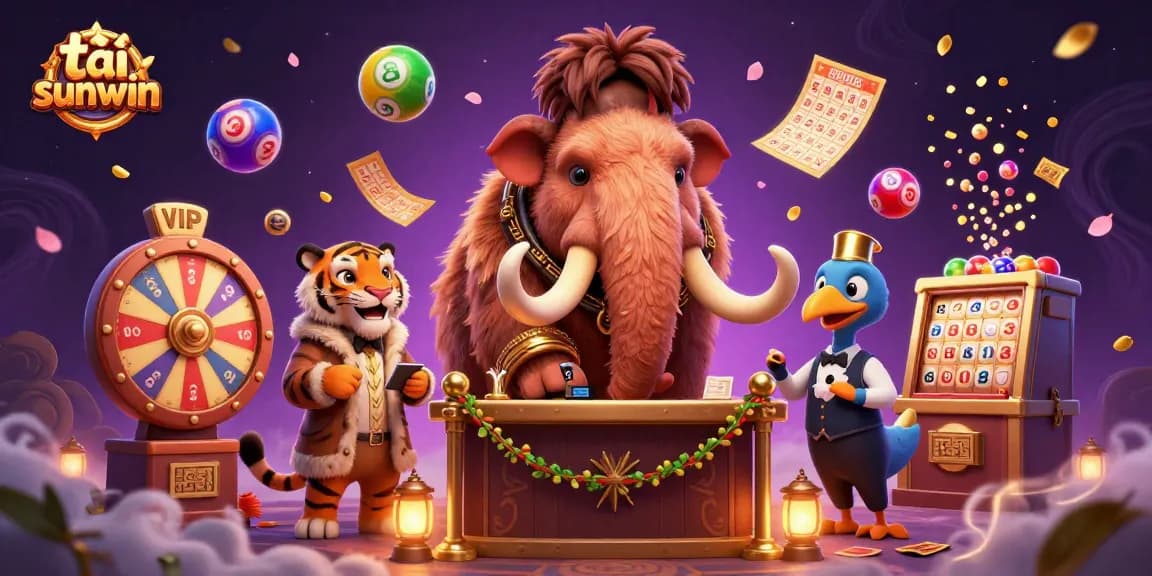 Engage in the excitement to tải sunwin, featuring a woolly mammoth bouncer and colorful lottery balls.