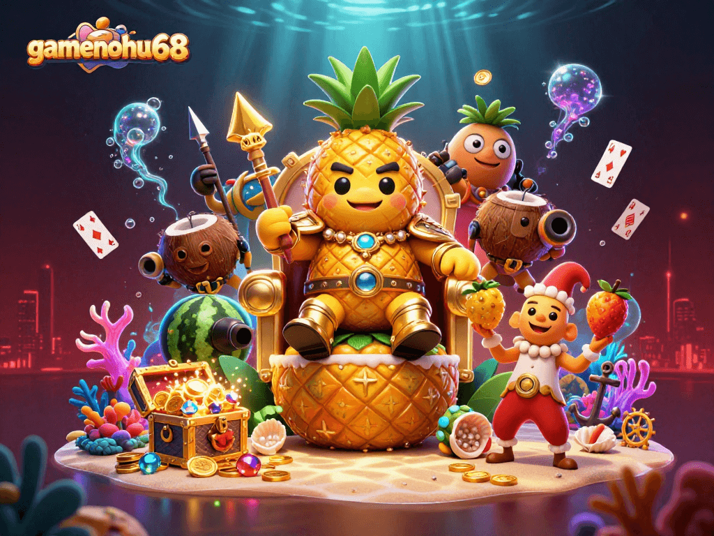 Experience the excitement of gamenohu68 with vibrant casino-themed 3D characters and elements.