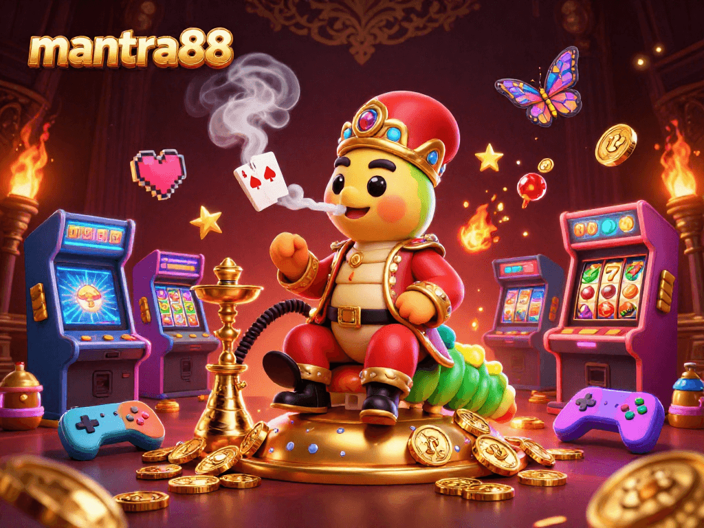 Engage with mantra88 through an exotic casino scene featuring vibrant slot elements and magical characters.