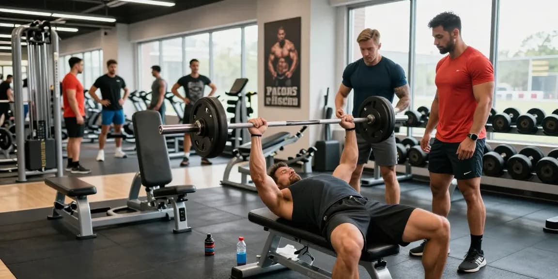 Athlete demonstrating strength training in a modern gym, emphasizing Unique Pharma Steroids for muscle growth.