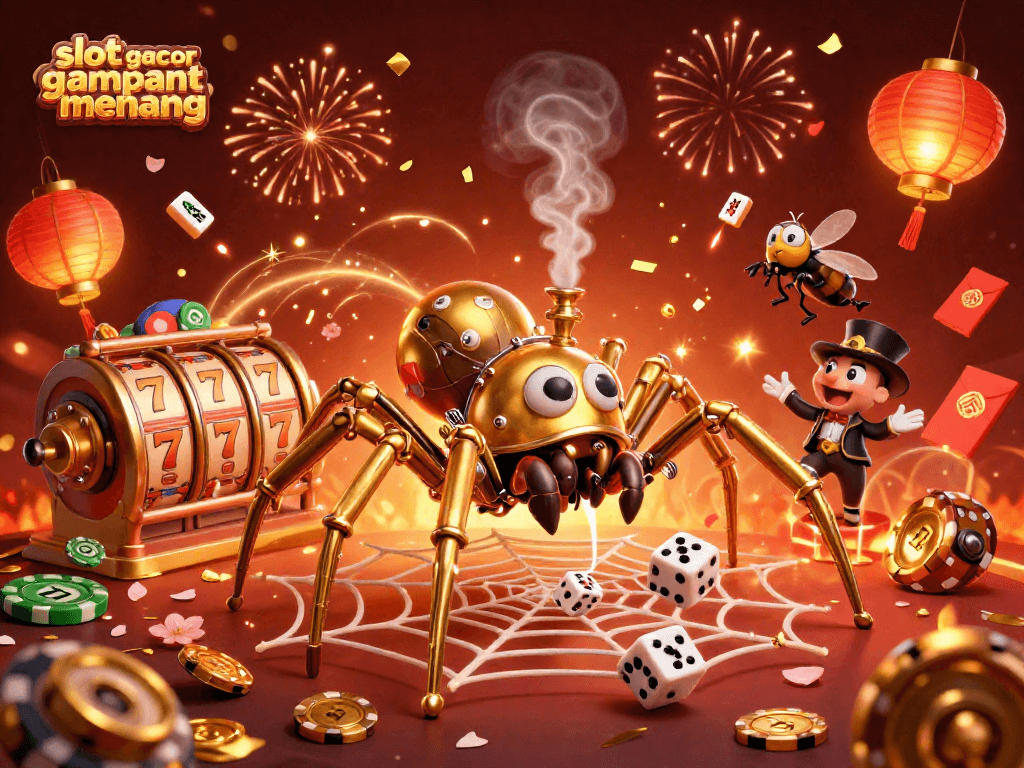 Experience the thrill of slot gacor gampang menang with a lively steampunk scene featuring lucky elements.