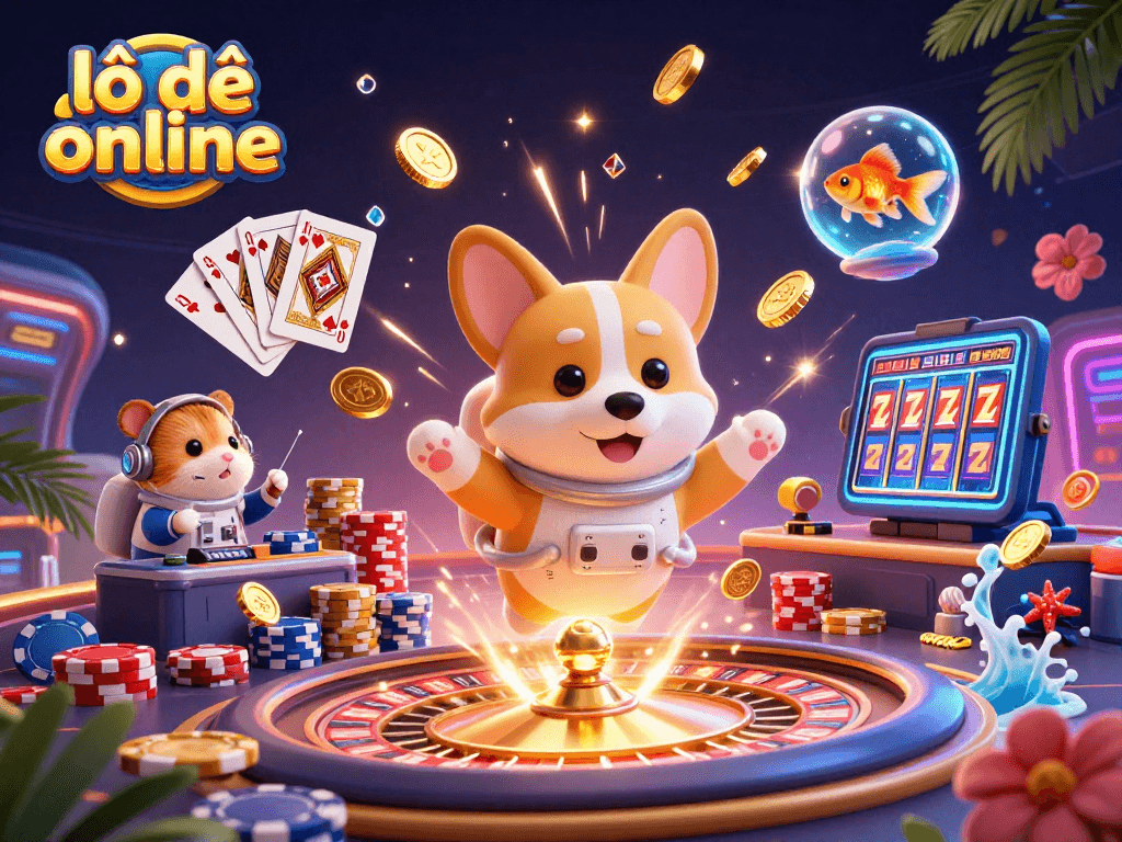 Play and win big with lô đề online in a vibrant space casino adventure with cheerful characters.