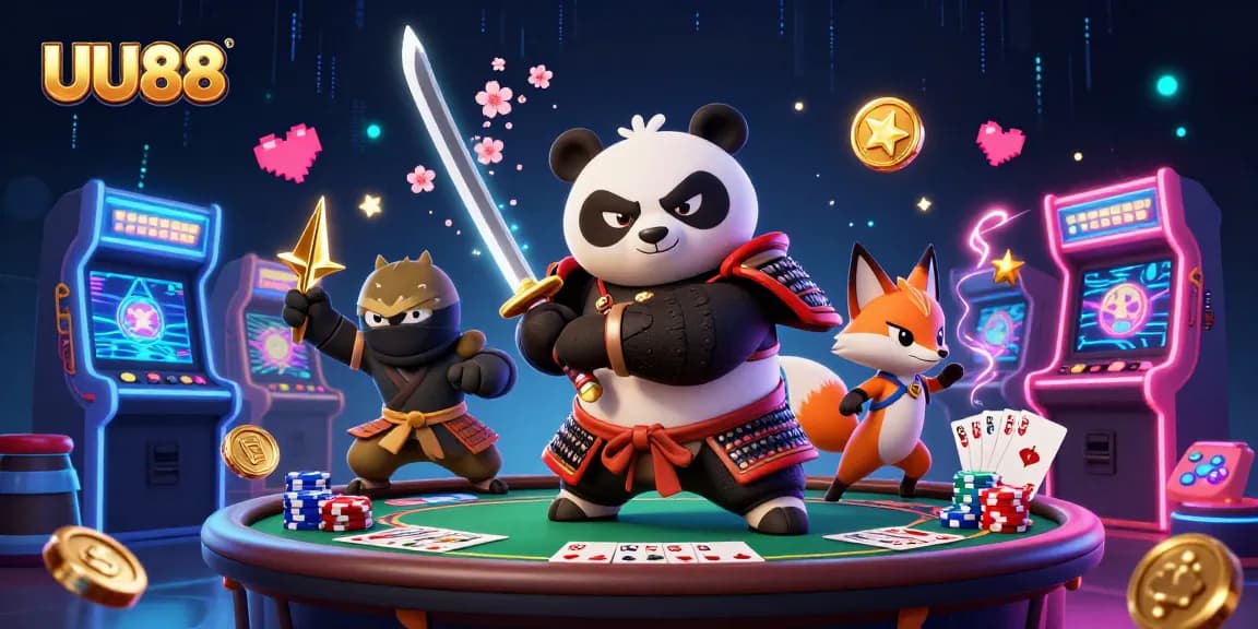 UU88 gamers enjoy thrilling poker action with vibrant characters in a rich 3D casino scene.