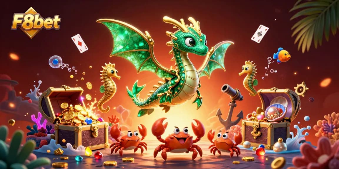 Experience thrilling wins at F8bet with this vibrant underwater casino adventure illustration.