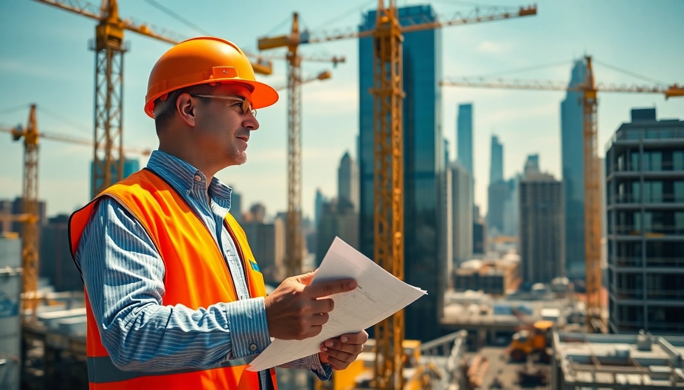 The New York City Construction Manager directs operations on a bustling construction site.