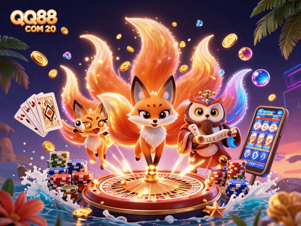 Spin and win at QQ88 COM 20 with enchanting characters and vibrant casino elements.
