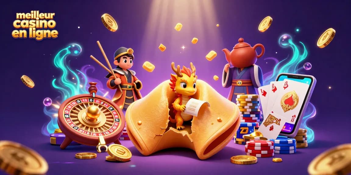 Jouer au meilleur casino en ligne avec des pièces d'or et des dragons sages dans une scène magique.
