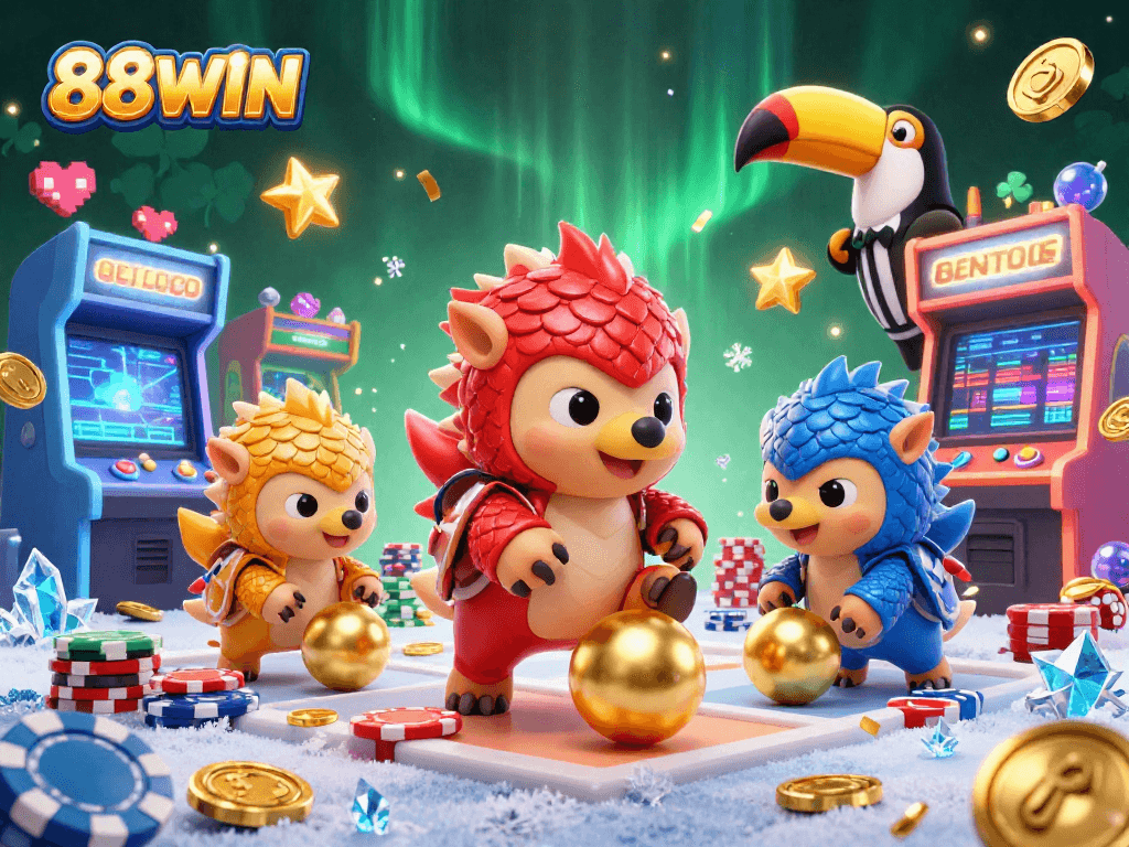 Engage with 88WIN's exciting casino gaming featuring rival pangolins and dynamic gaming elements.