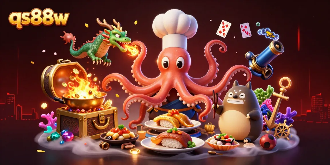 Experience exciting gameplay at qs88w with a vibrant illustration of dynamic casino characters and underwater treasures.