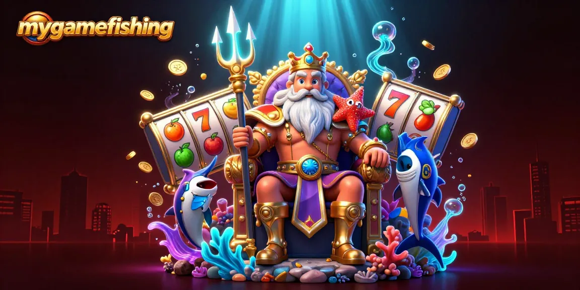 mygamefishing offers a vibrant slot game experience featuring sea king Neptune with gold coins and lucky symbols