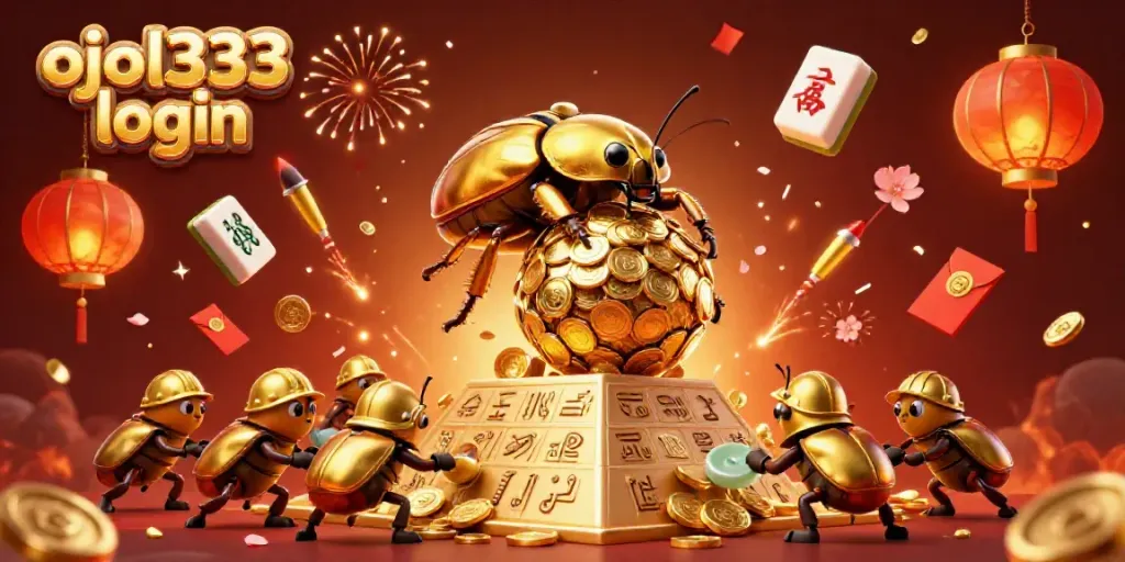 Experience immersive gameplay with ojol333 login amidst shimmering golden coins and vibrant casino elements.
