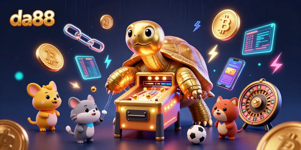 Engage with da88's vibrant sports betting atmosphere featuring energetic characters and casino elements.
