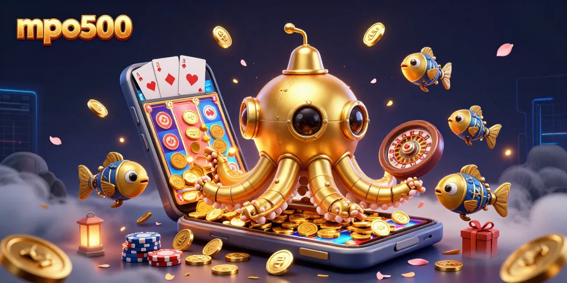 MPO500 plunges into excitement with a golden kraken submarine and animated gaming elements.