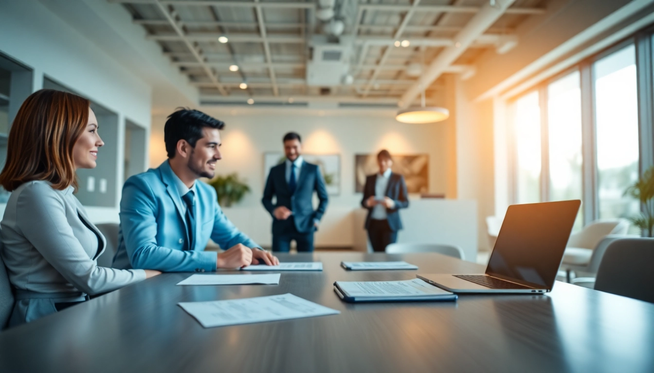 Ensure reliable title insurance services by consulting experienced agents in a modern office setting.