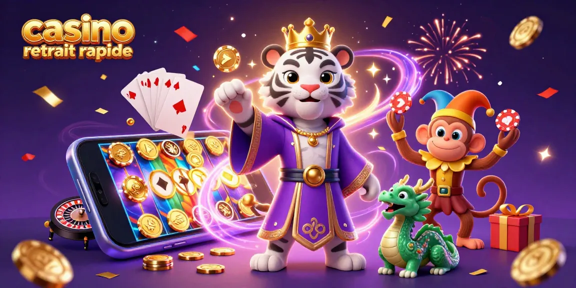 Découvrez l'excitation avec casino retrait rapide, une illustration d'un tigre et d'un singe dans un monde de jeux.