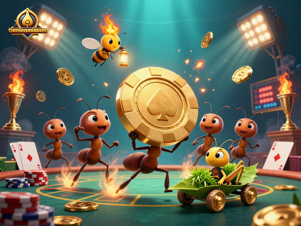 Engage with the exciting world of tienlenmiennam poker through a vibrant heist illustration.