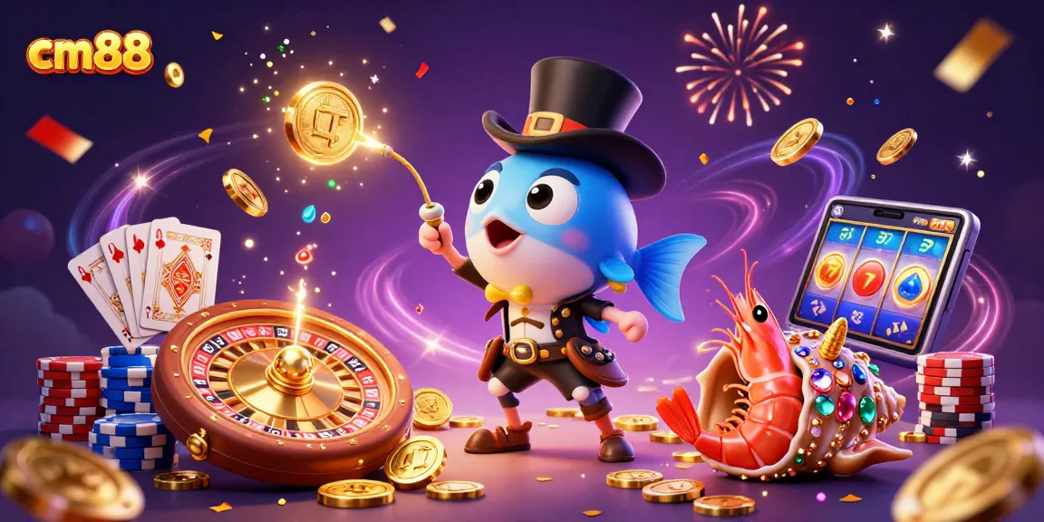 Experience thrilling games at CM88 with vibrant underwater characters and casino elements.