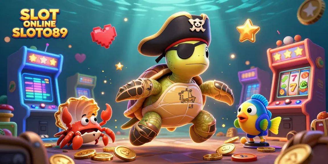 Experience excitement with SLOT ONLINE SLOTO89, featuring vibrant characters and golden treasures above slots.