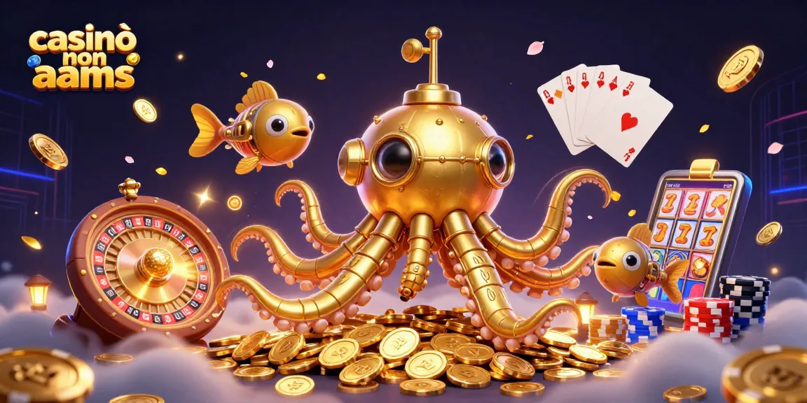 Vinci con casinò non AAMS tra onde di monete d'oro e gioielli scintillanti.