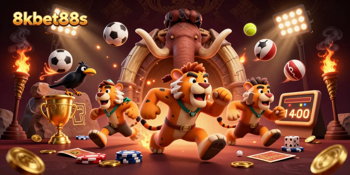 8kbet88s brings thrilling prehistoric casino action with cavemen and dynamic sports elements.