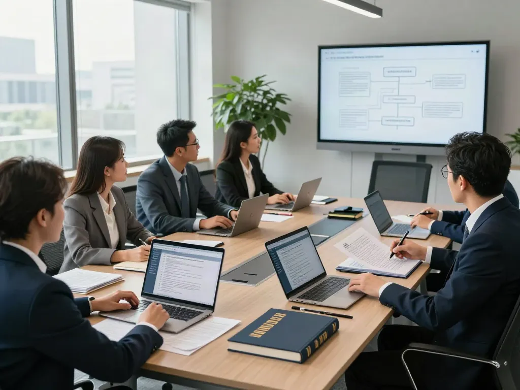 Team collaborating in a modern office for Lead Roedl legal services, showcasing strategy and professionalism.