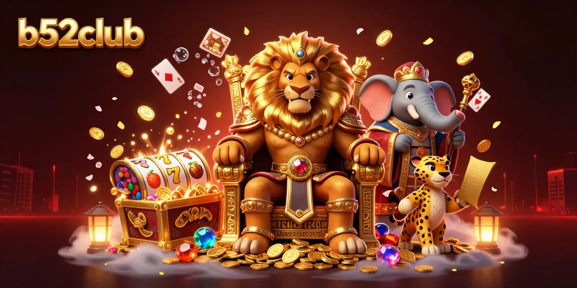 Experience excitement at b52club with a vibrant casino illustration showcasing dynamic characters and rich gaming elements.