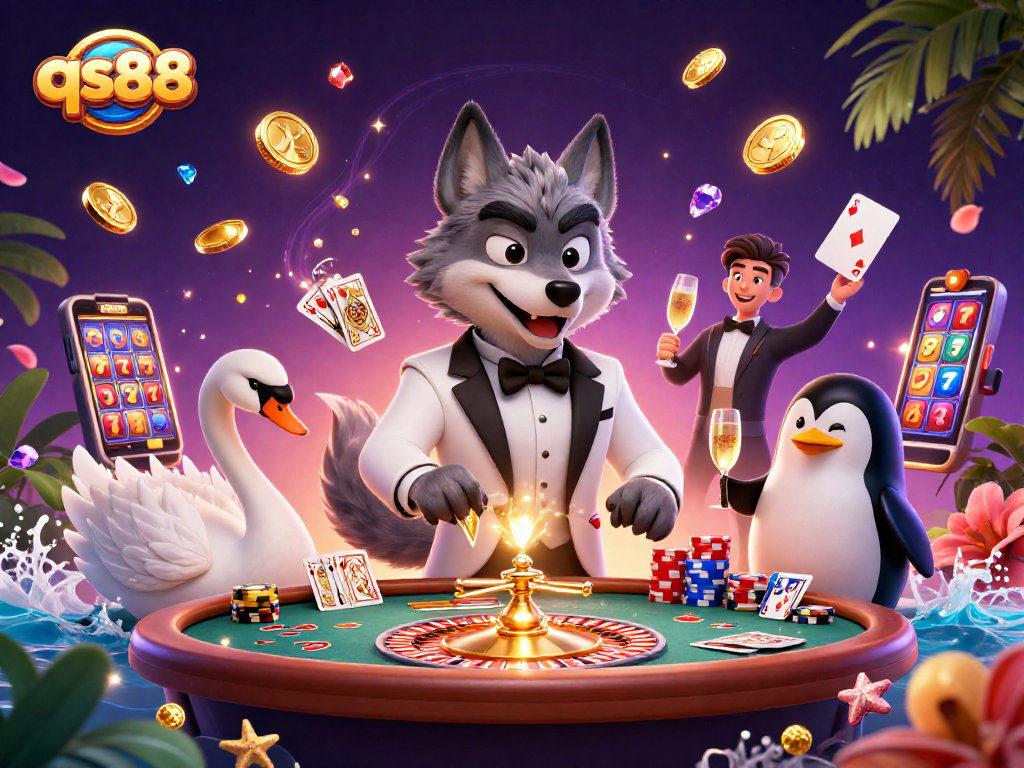Experience thrilling baccarat at qs88 with elegant characters, dynamic casino elements, and rich details.