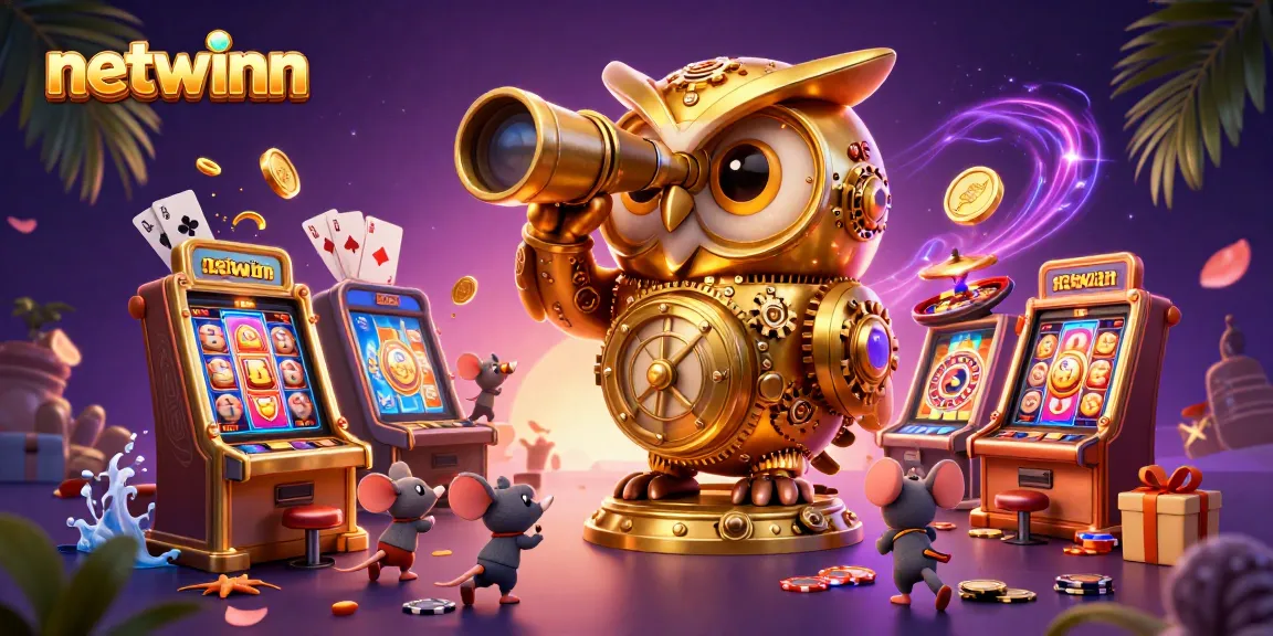 Experience the excitement of netwinn casino with a bustling scene filled with games, vibrant characters, and riches!
