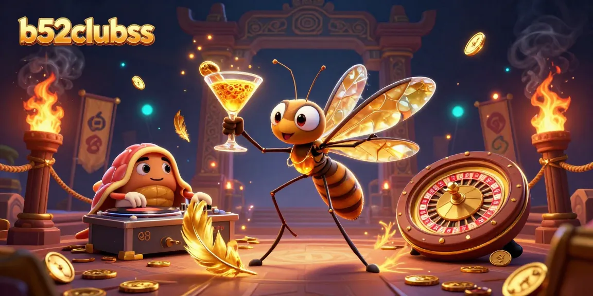Experience the vibrant energy of b52clubss with a unique casino mascot and immersive gaming elements.