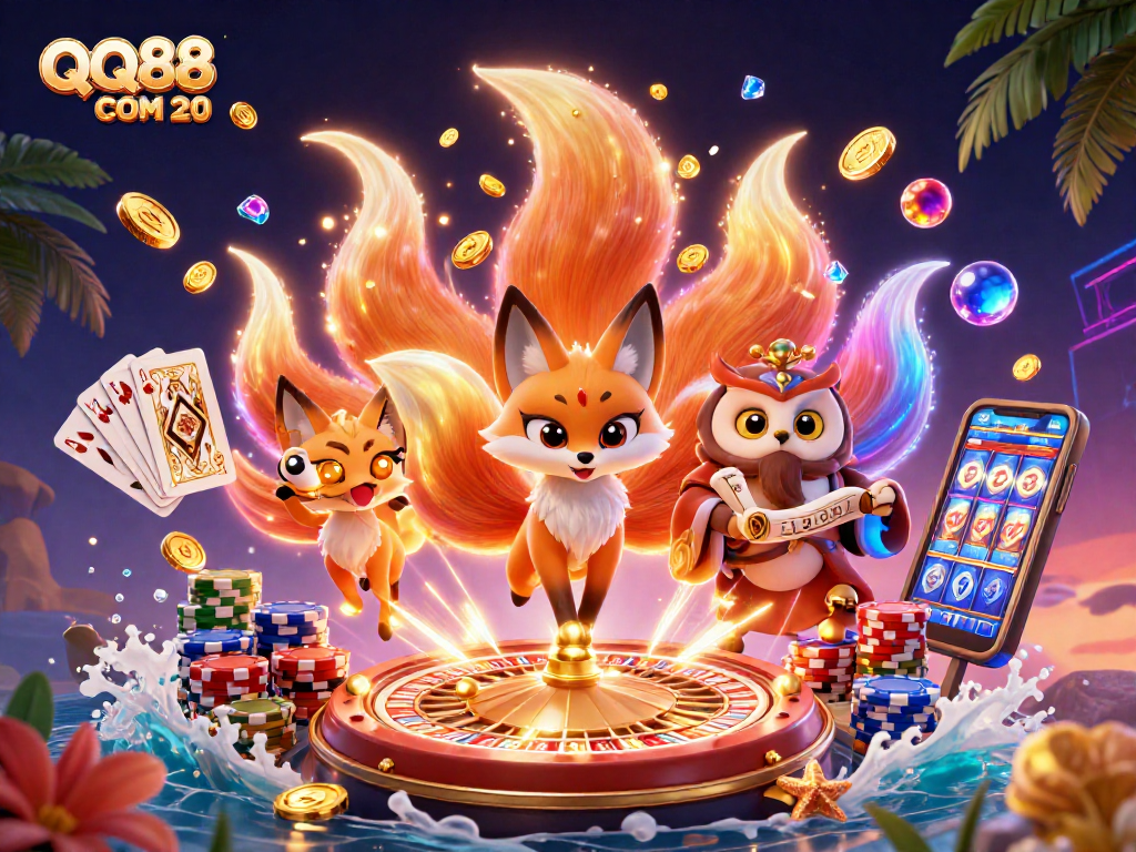 Spin and win at QQ88 COM 20 with enchanting characters and vibrant casino elements.