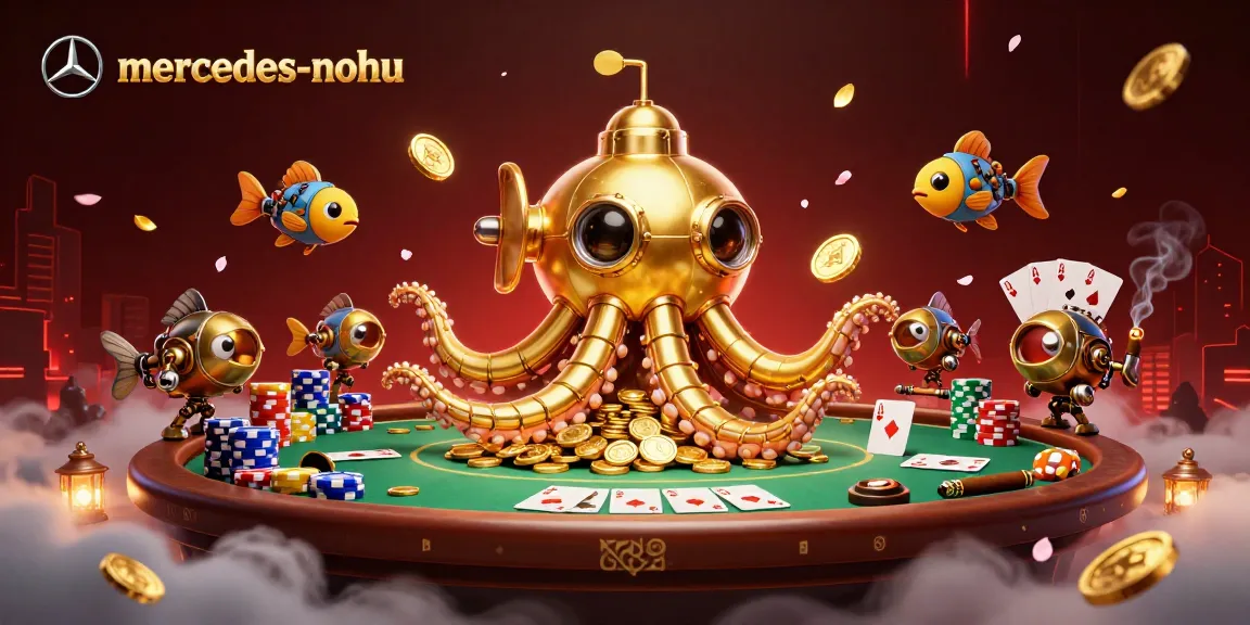 Experience the thrill of mercedes-nohu with a vibrant poker scene featuring a golden kraken and coins.