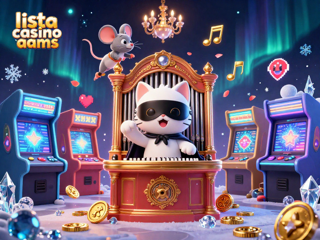 Gioca con la lista casino non aams mentre il gatto oscuro suona l'organo in una scena incantevole.
