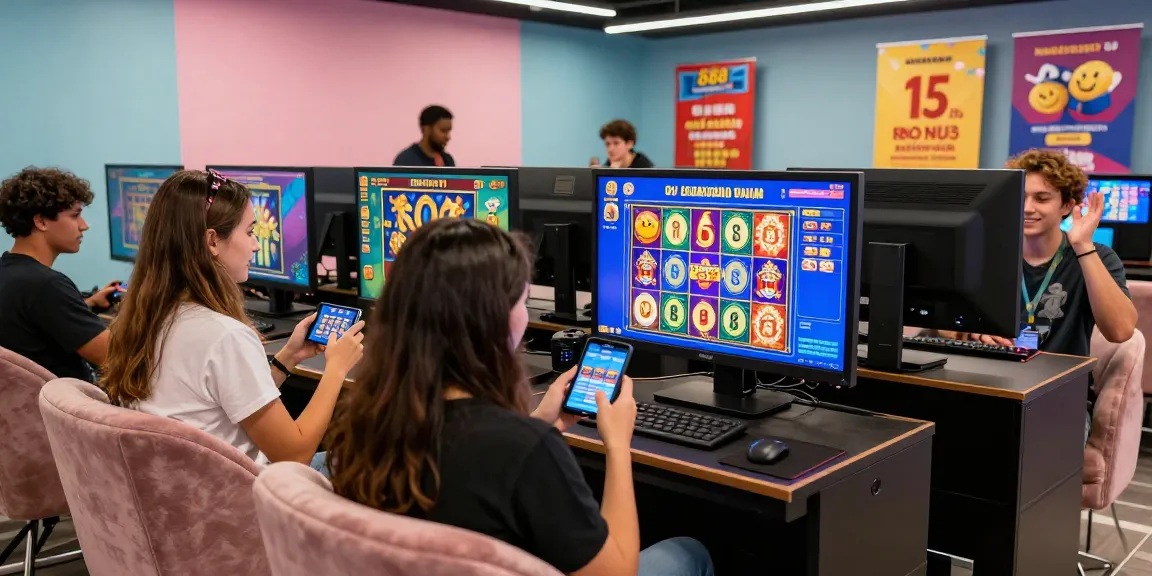 Players enjoying 888 slot games online with Zeus themes and vibrant visuals in an engaging casino environment.