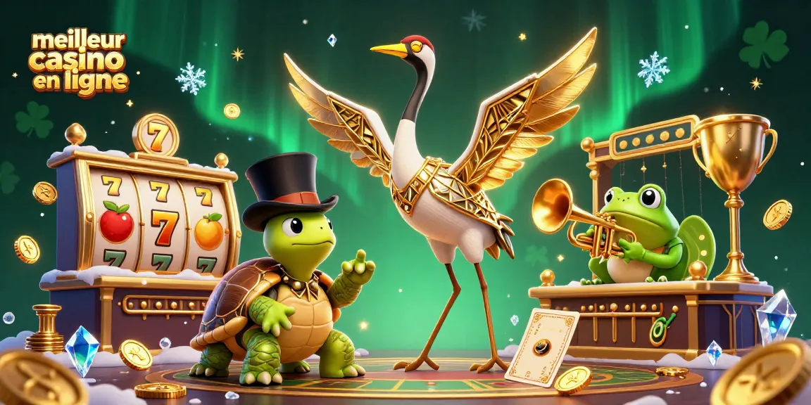 Visitez le meilleur casino en ligne avec des jackpots et des symboles gagnants dans une scène animée.