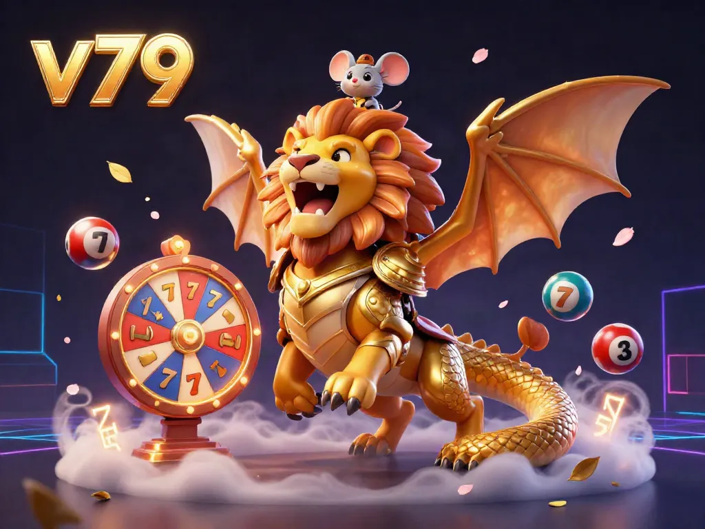 Experience thrilling gameplay with v79's golden chimera and vibrant casino elements.