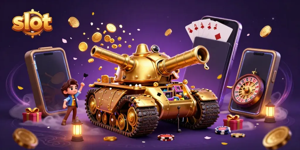 Menangkan slot dengan mesin slot dalam ilustrasi kasino yang penuh warna dan menarik.