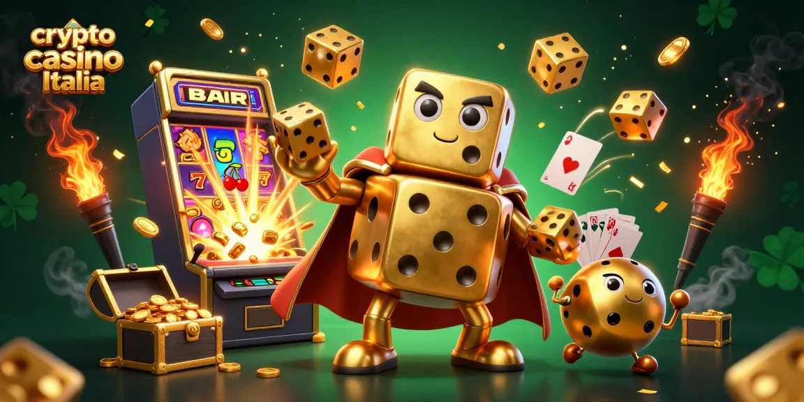 Gioca in un crypto casino Italia con un golem di dadi e un ambiente ricco di elementi di gioco.