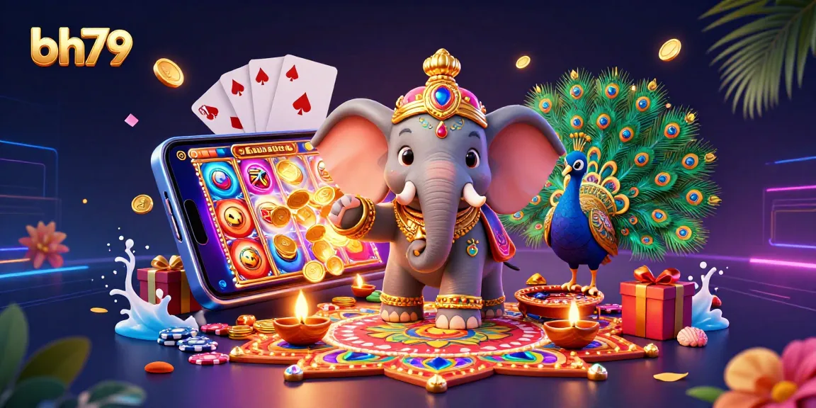 Experience thrilling slots and vibrant games with bh79 in a colorful casino-themed illustration.