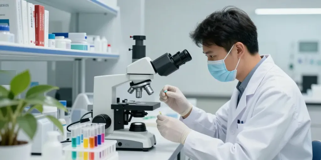 KLOW peptide research and analysis in a modern lab setting.