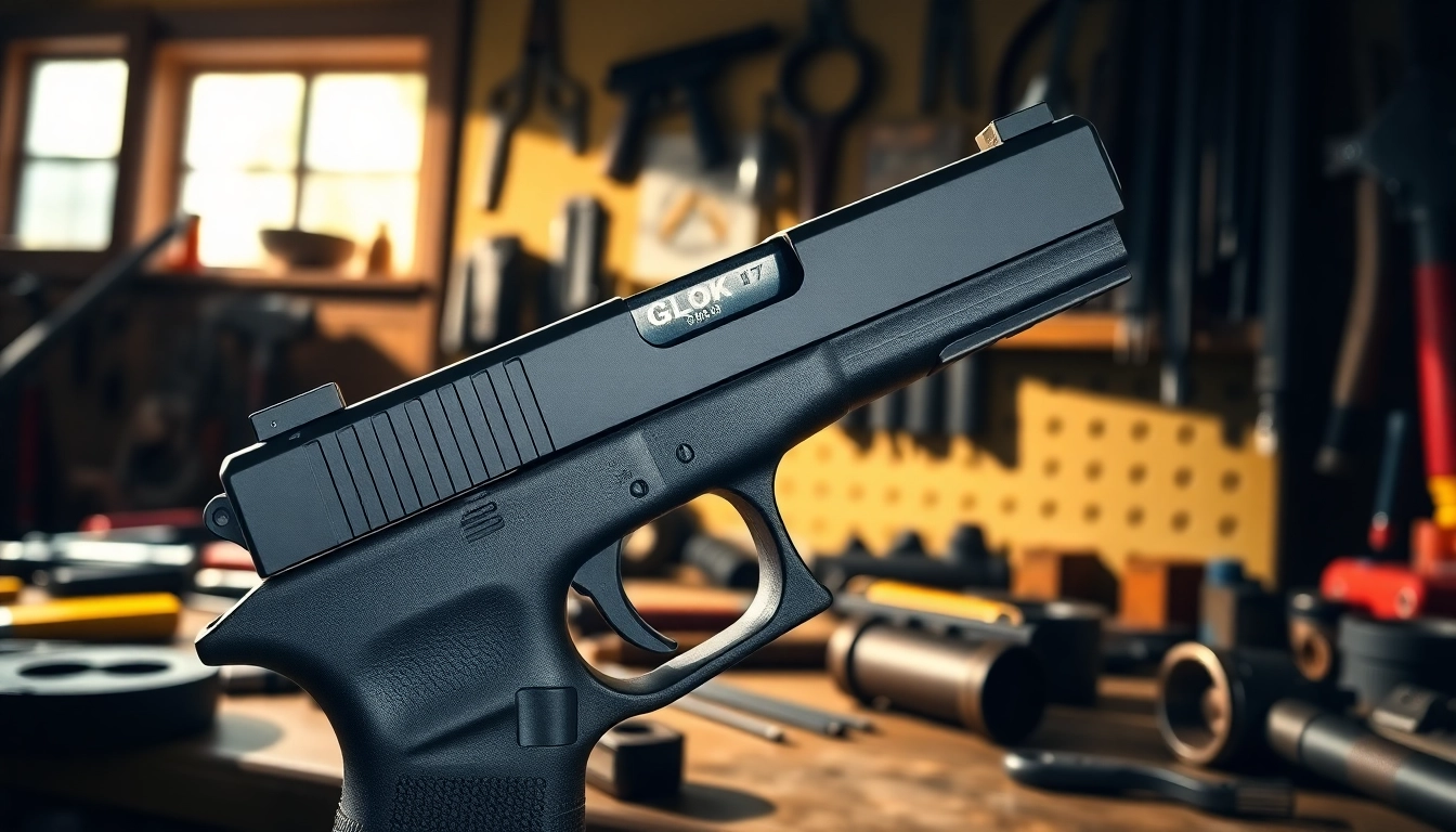 Precision crafted glock 17 slide in a workshop, highlighting its detailed features and functionality.