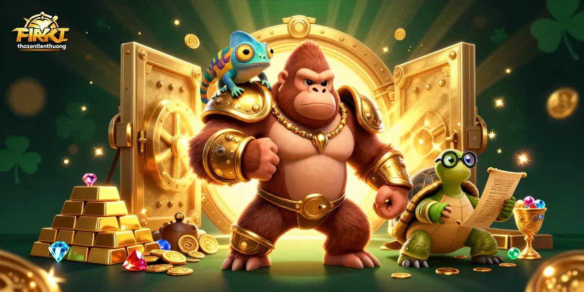 Experience thosantienthuong with a powerful gorilla and chameleon in a dynamic casino setting.