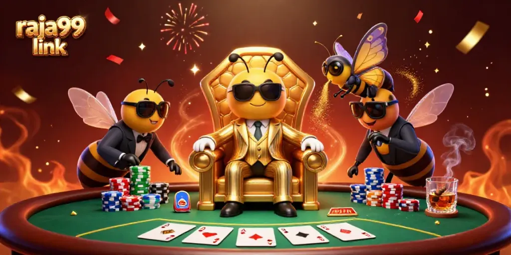 Experience thrilling gameplay in raja99 link with vibrant characters in a lively casino scene.