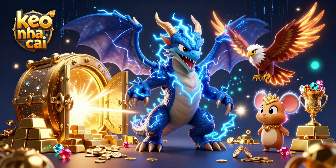 Experience the excitement of keo nha cai with lightning characters in a dynamic casino scene.