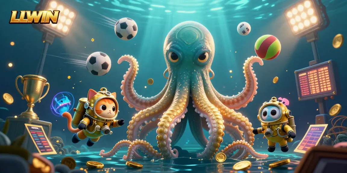 LLWIN offers thrilling gaming experiences with an ocean of excitement, featuring a kraken and vintage diver.