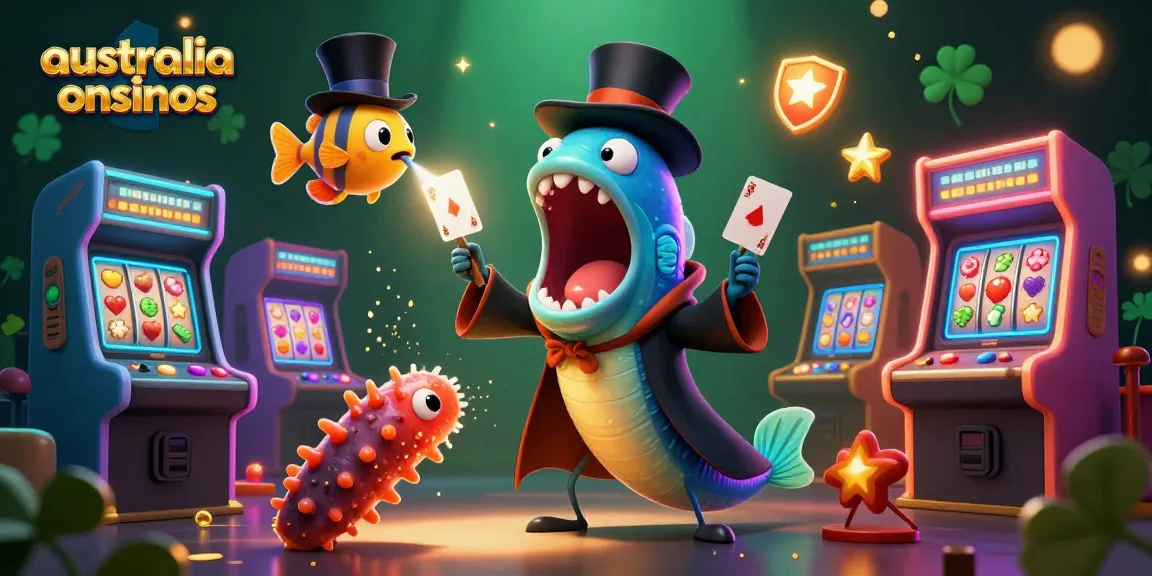 Experience the thrill of australia online casinos with a magical 3D underwater casino scene featuring unique characters.
