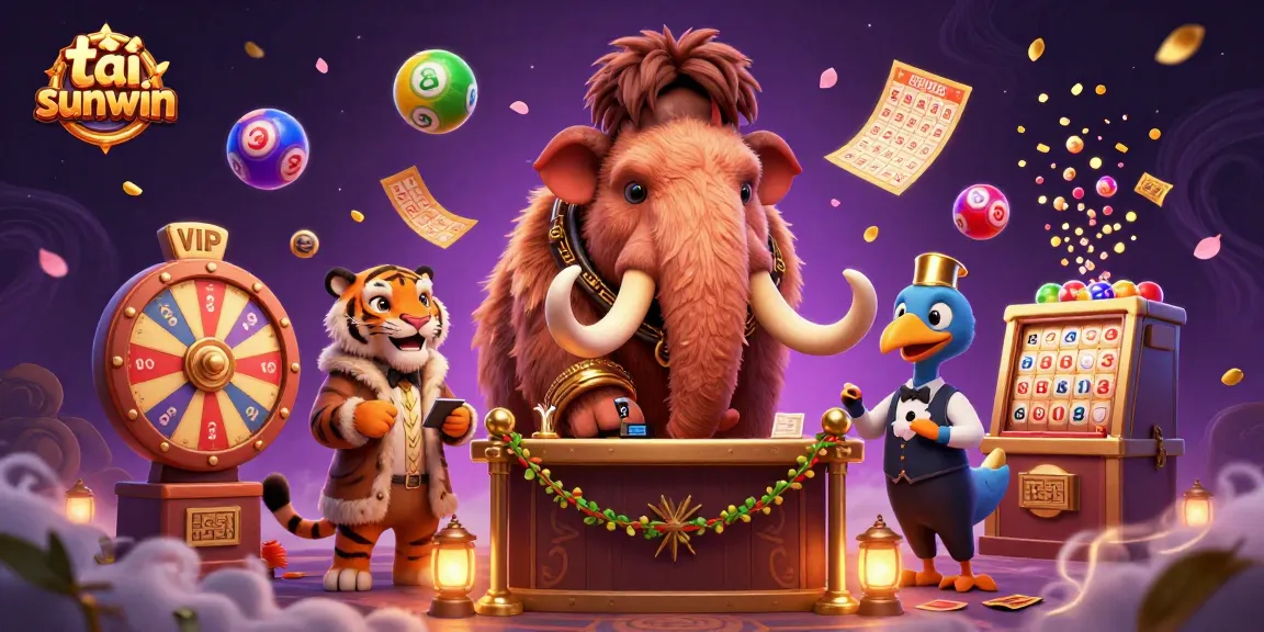 Engage in the excitement to tải sunwin, featuring a woolly mammoth bouncer and colorful lottery balls.