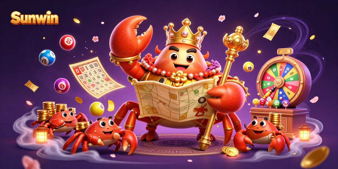 Experience the thrill of Sunwin's casino with a golden crab emperor and dynamic game elements.